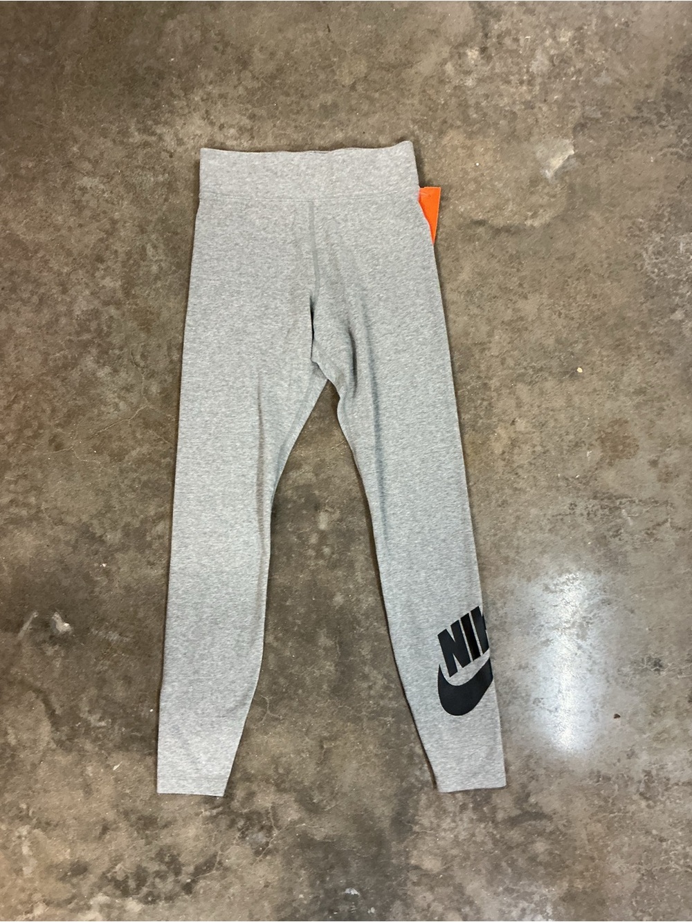Nike Sportswear Gray Logo Leggings High Rise Cotton Blend Women’s Small Stretch